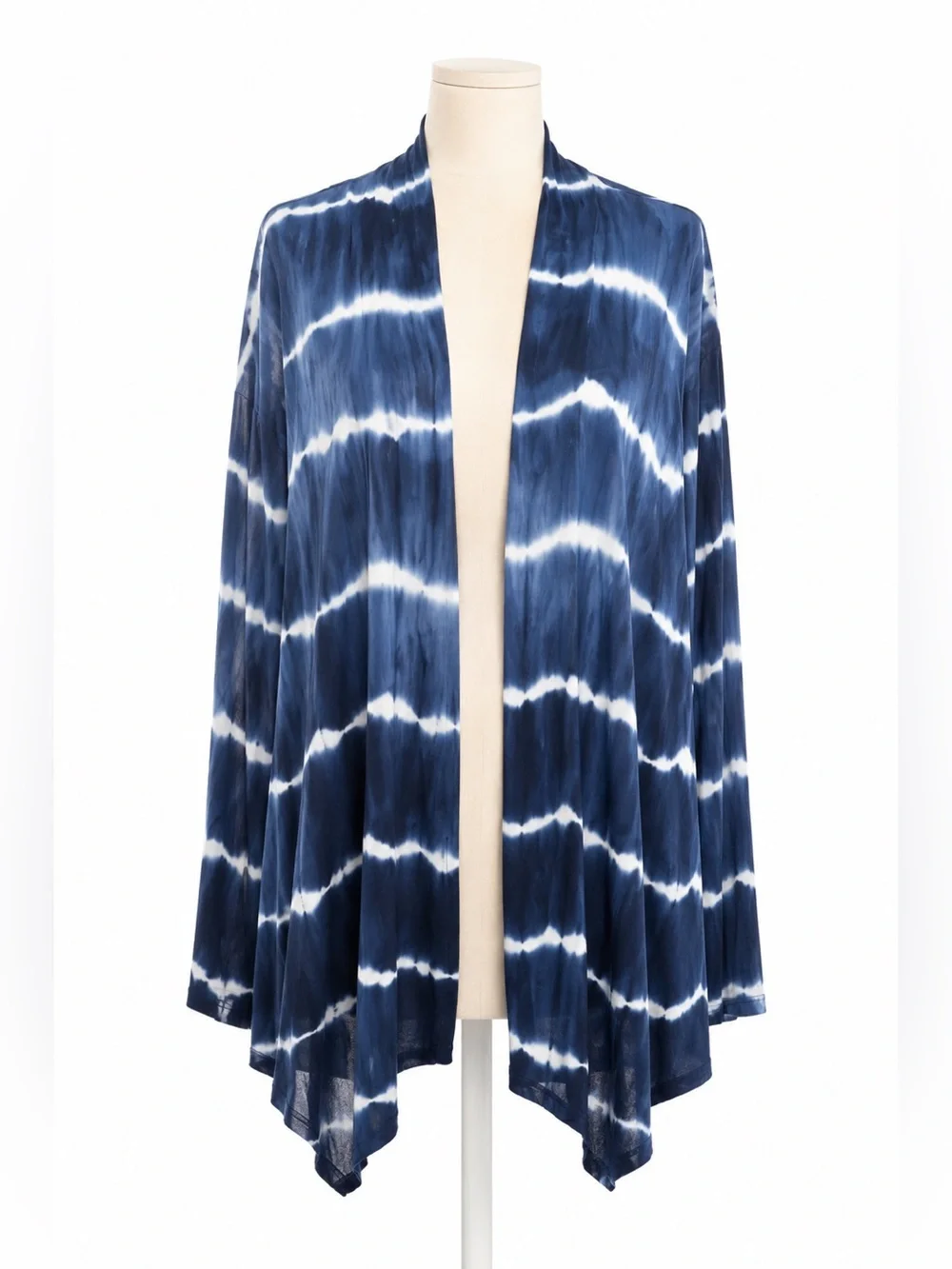 Xhilaration Navy Tie Dye Striped Kimono Cardigan Boho Layering Wrap M/L NWT